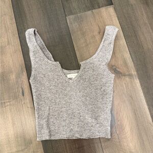 La Hearts Gray Ribbed Crop Top